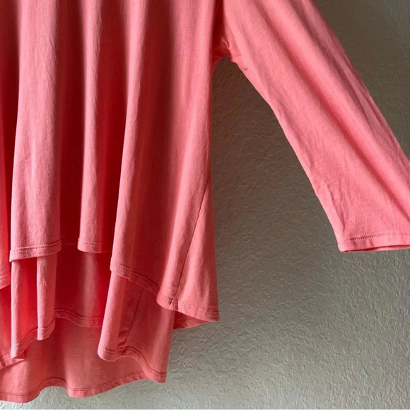 elliptical peach coral loose vacation 3/4 sleeve soft classic spring Lagenlook - Picture 5 of 12